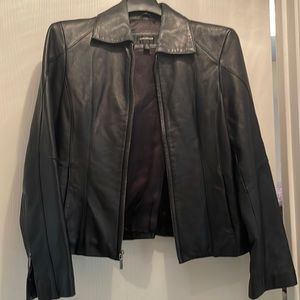 Womens black leather jacket